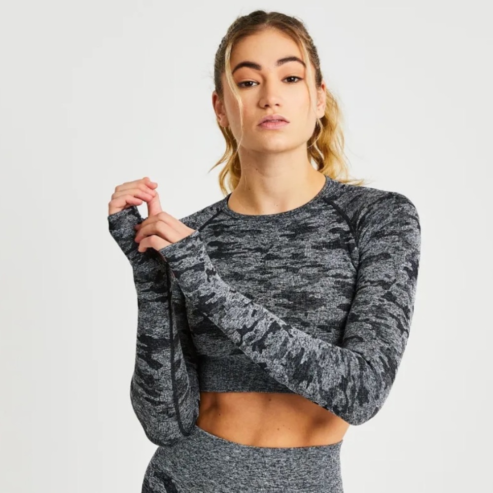AYBL Evolve Camo Seamless LS Crop Top